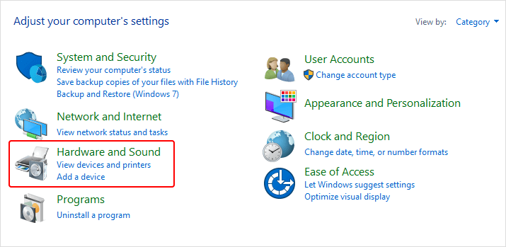 Typ Systemsteuerung zur Behebung von WD My Passport Hard Drive Not Detected