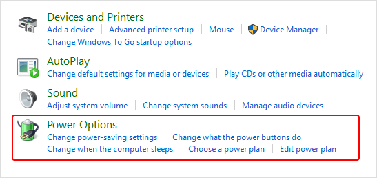 Klicken Sie auf Energieoptionen wiederherstellen
