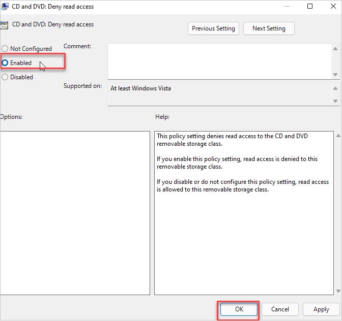 Aktiviert in der Richtlinieneinstellung überprüfen