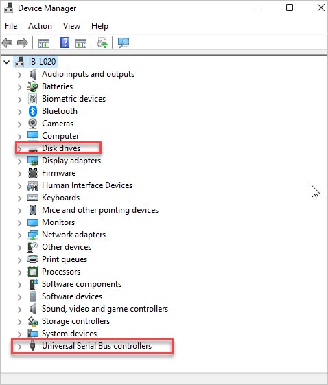 Festplattenlaufwerke oder USB-Controller suchen