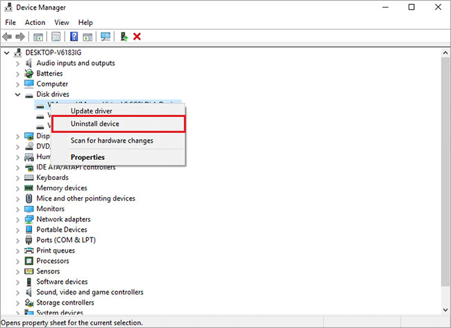 Gerät auswählen und deinstallieren