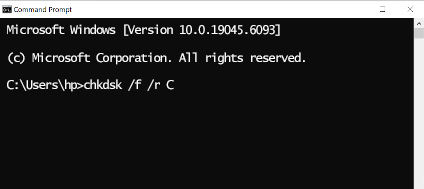 Geben Sie „chkdsk C“ ein