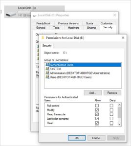 Klicken Sie im Berechtigungsfenster auf Ihr Benutzerkonto
