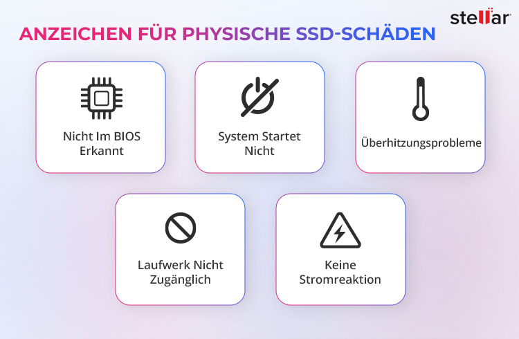 Anzeichen für physische Schäden an SSDs