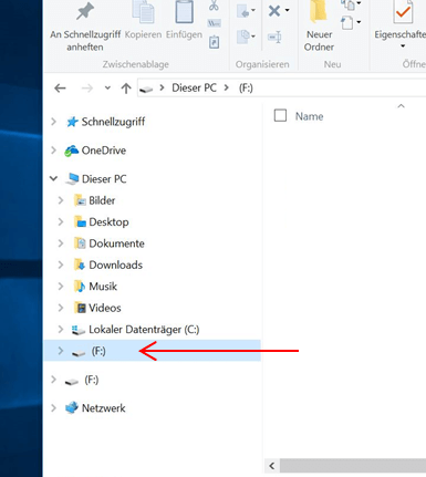 Display of USB in menu