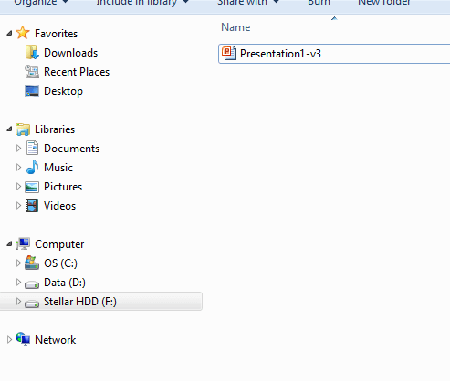 Hard disk appears in menu