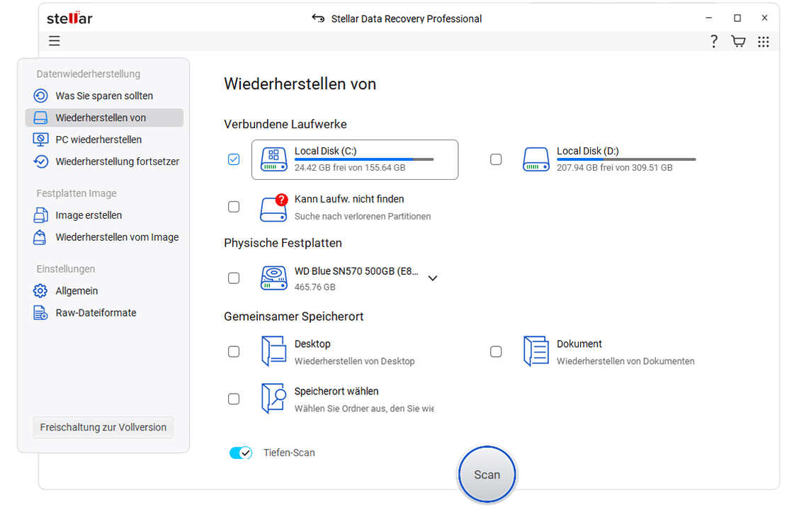 Wählen Sie Wiederherstellen von